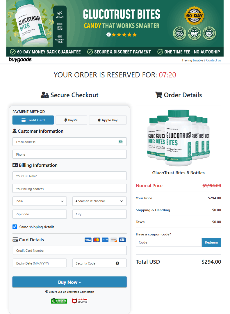 GlucoTrust Bites Order Page